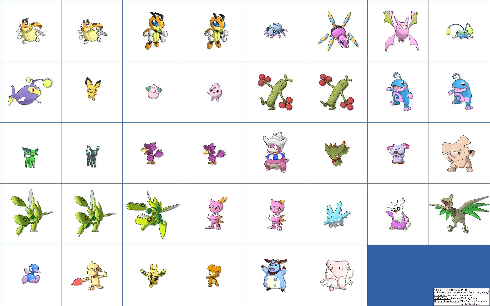 Alola Dex Previews (2nd Generation, Shiny)