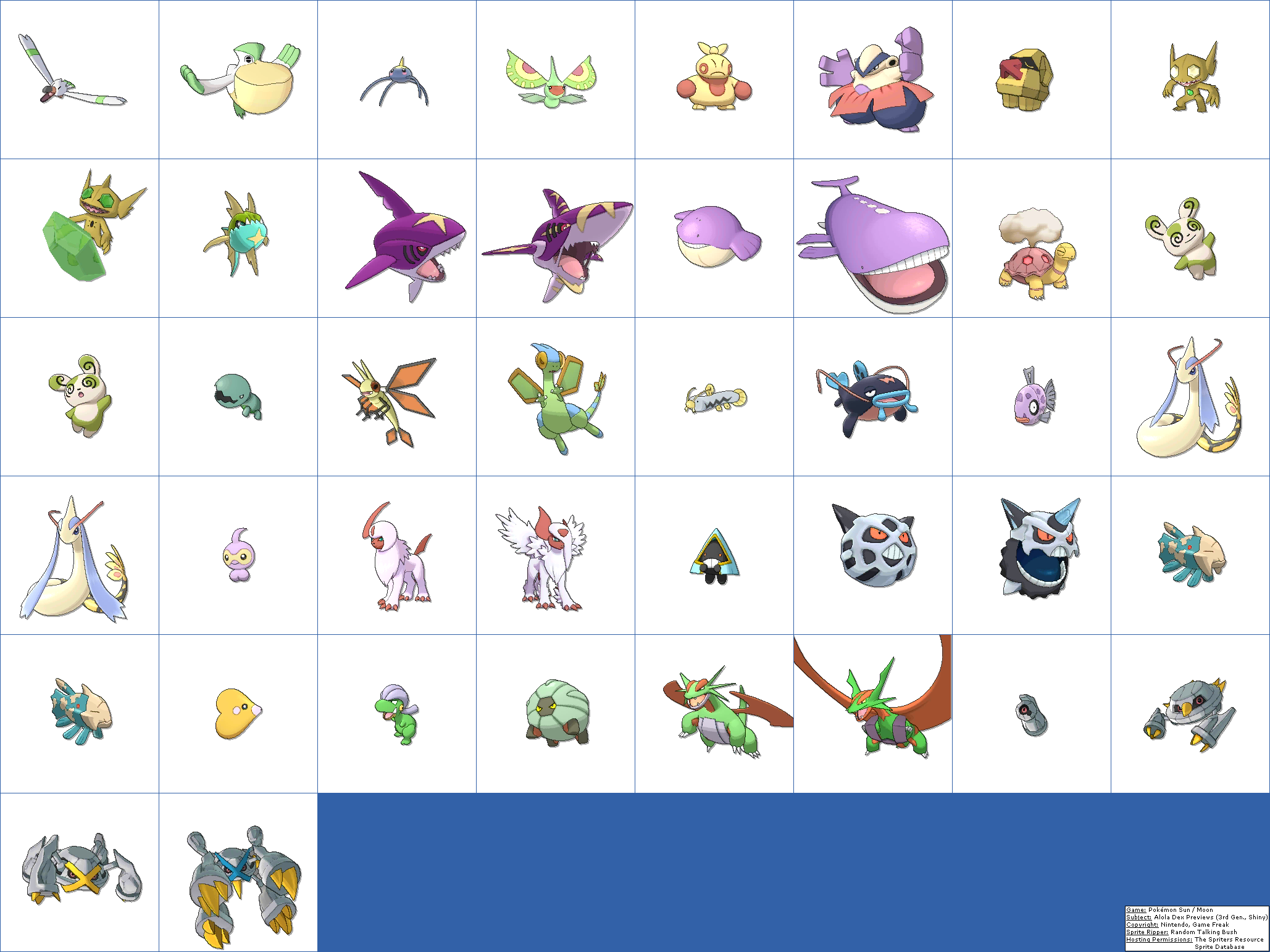 Alola Dex Previews (3rd Generation, Shiny)