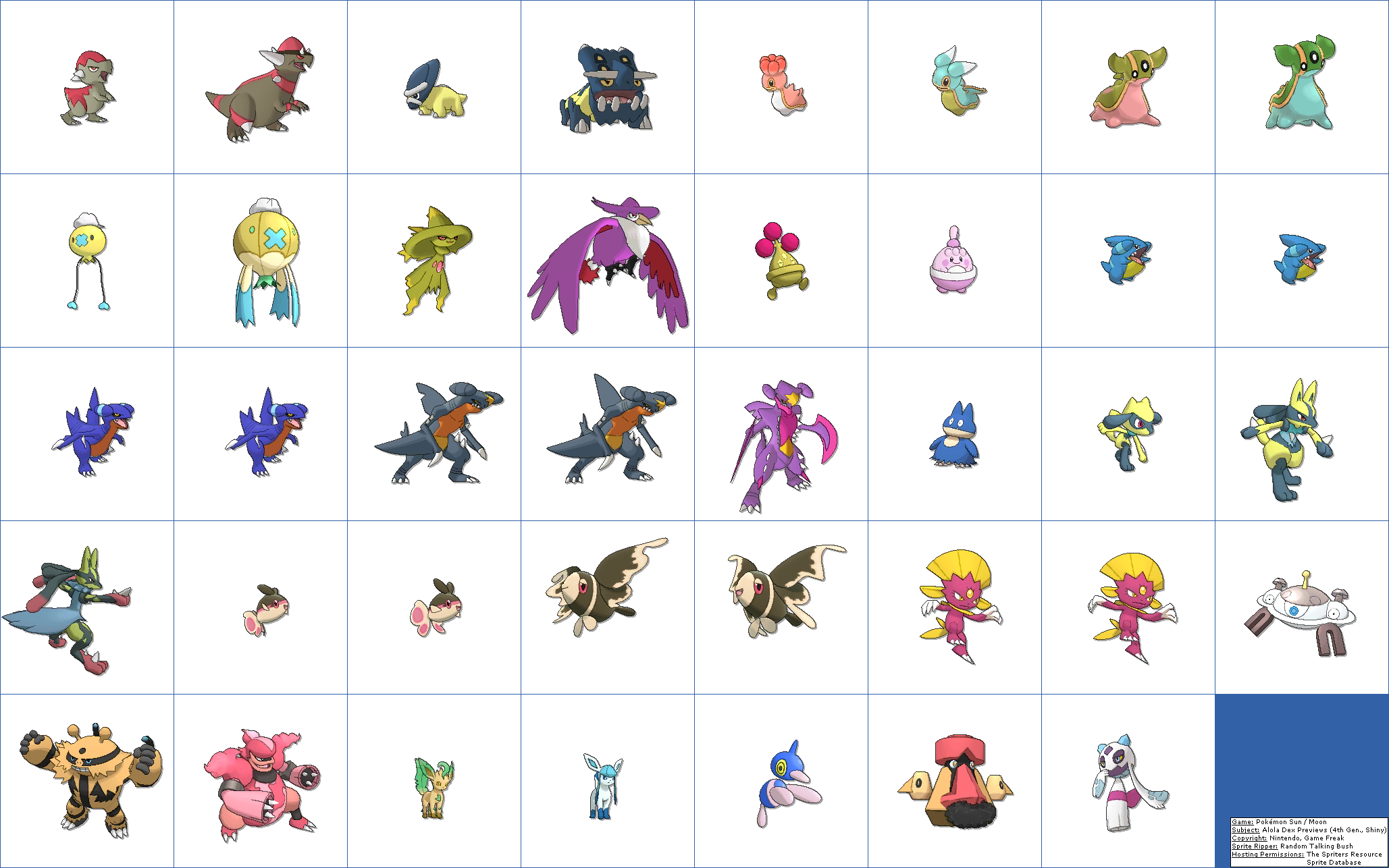 Alola Dex Previews (4th Generation, Shiny)