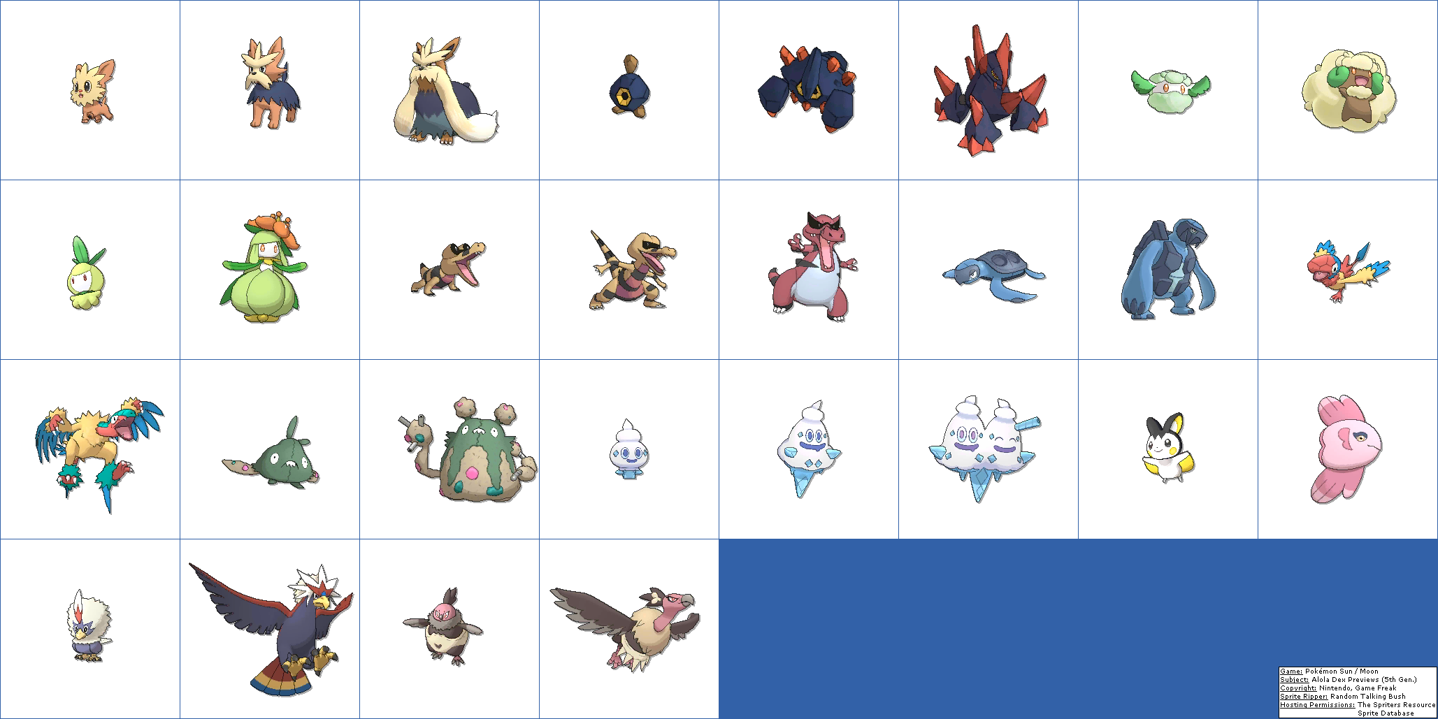 Alola Dex Previews (5th Generation, Normal)