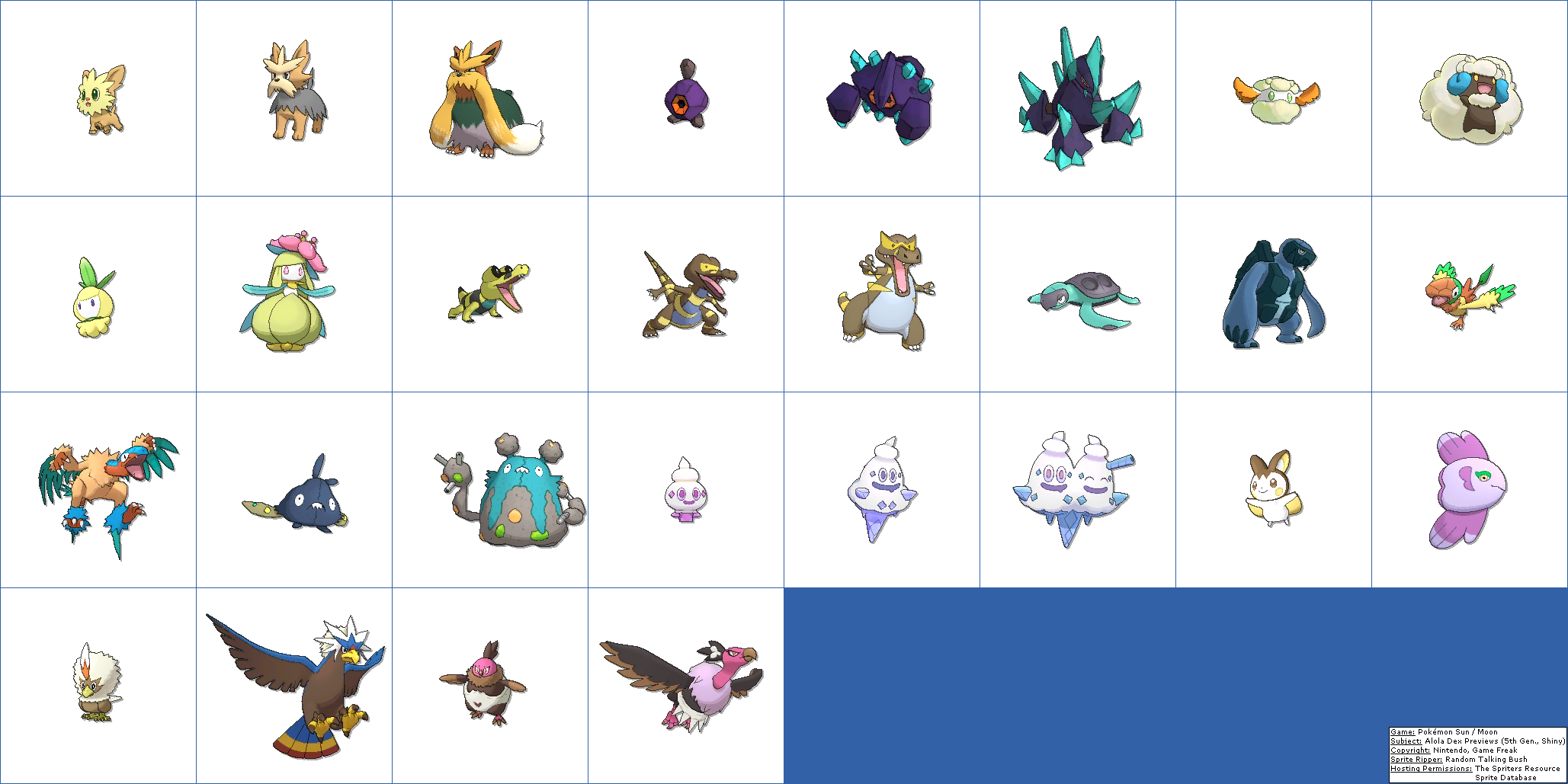 Alola Dex Previews (5th Generation, Shiny)