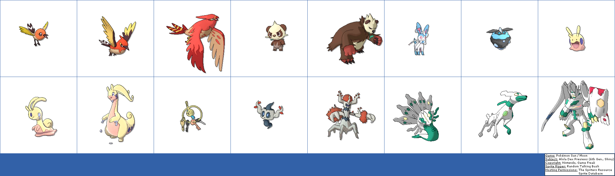 Pokémon Sun / Moon - Alola Dex Previews (6th Generation, Shiny)