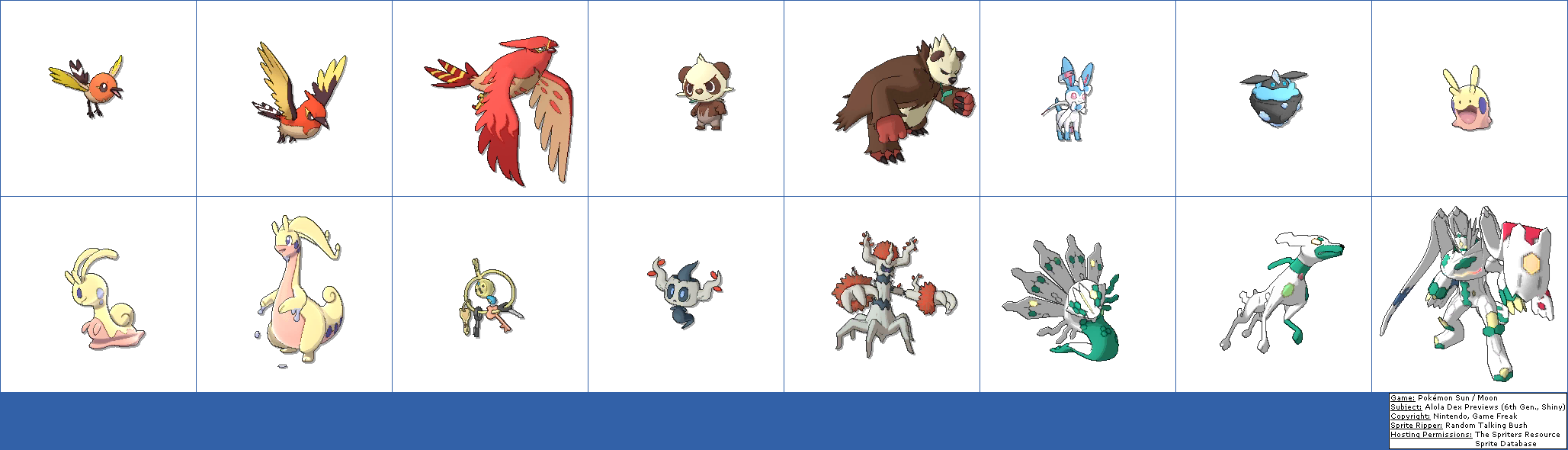 Alola Dex Previews (6th Generation, Shiny)