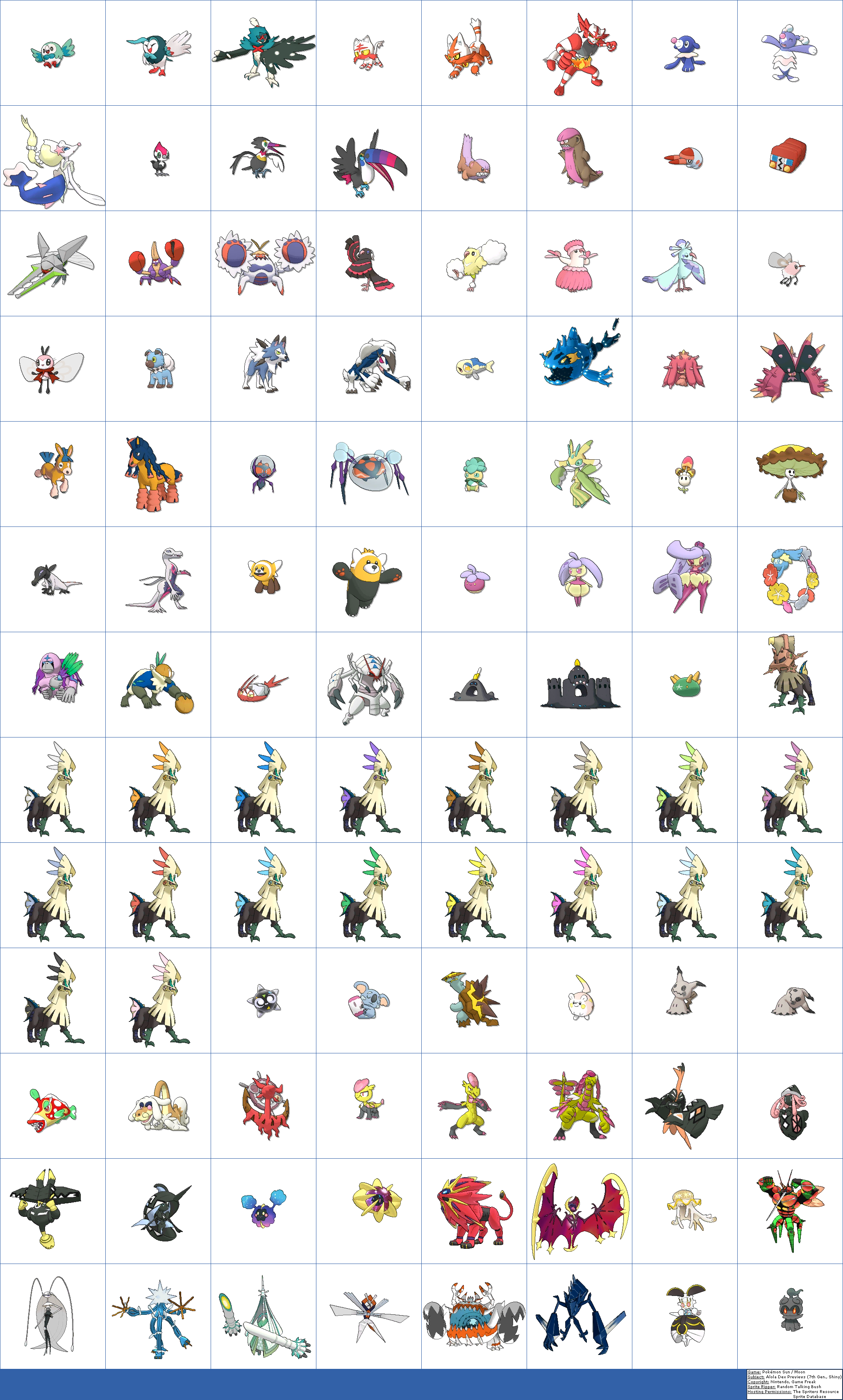 Alola Dex Previews (7th Generation, Shiny)