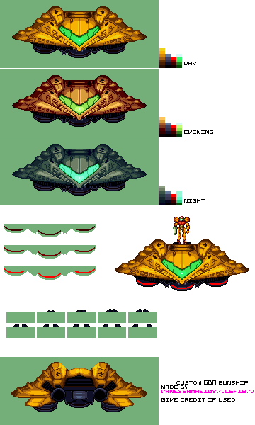 Metroid Customs - Samus' Gunship (Returns Design, GBA-Style)