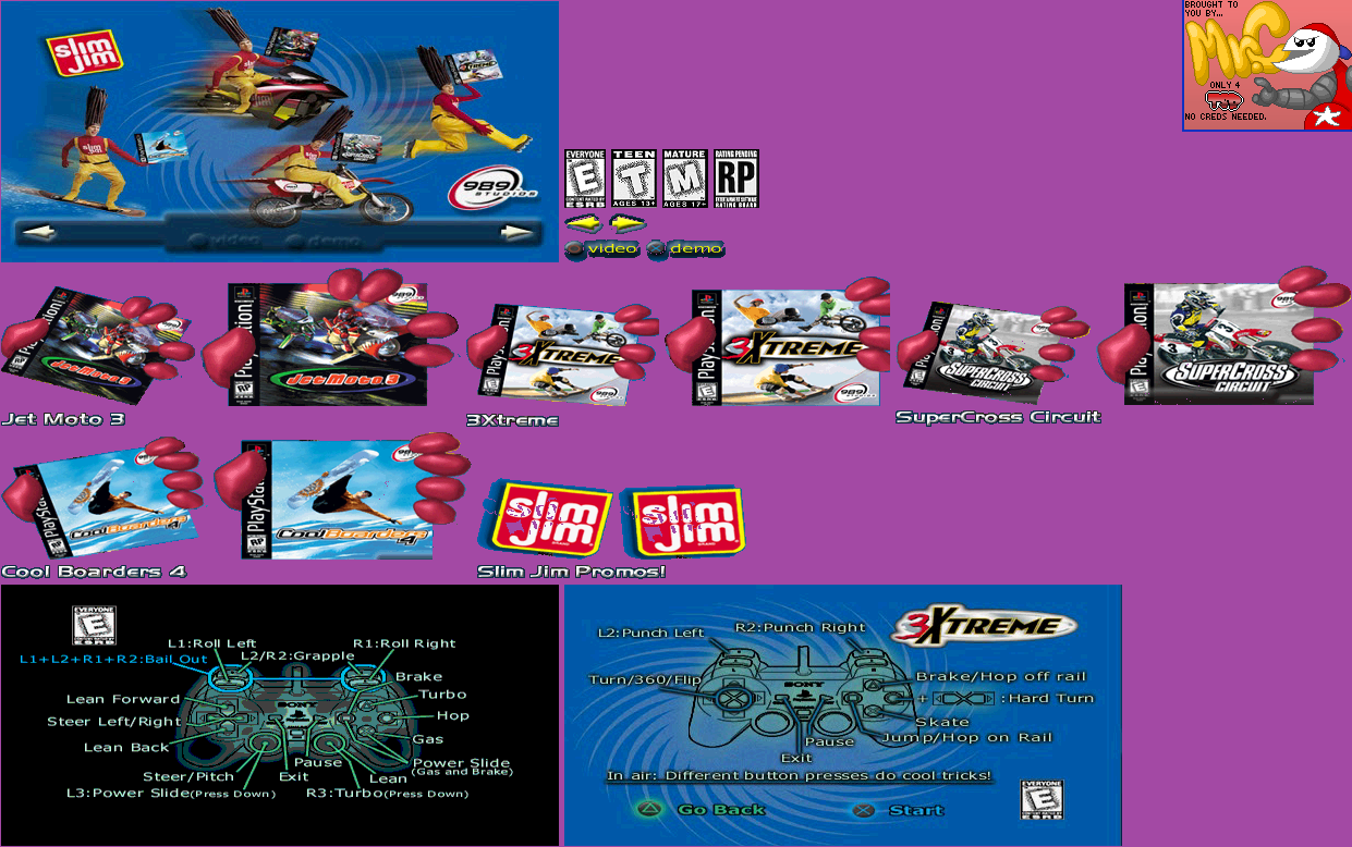 Slim Jim & 989 Studios Demo Disc (USA) - Main Menu