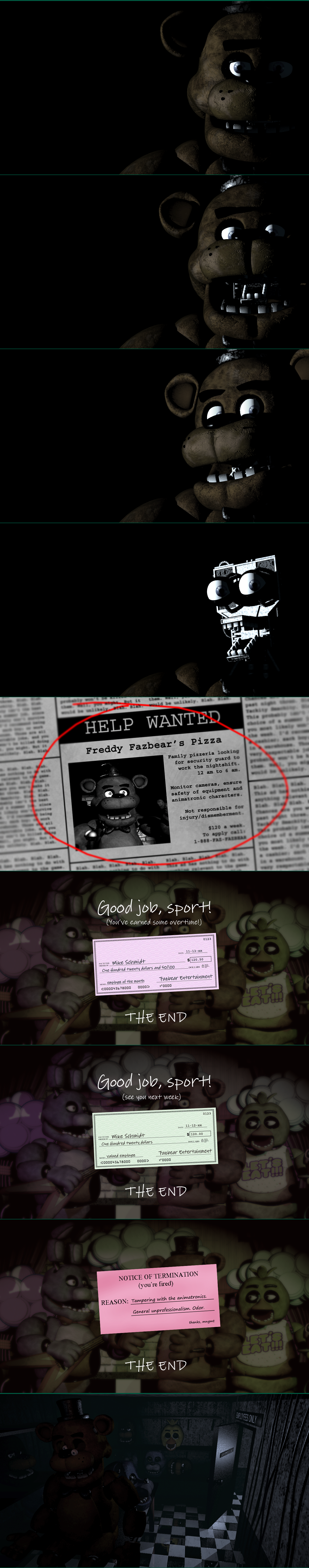 Five Nights at Freddy's - Main Menu, Intro, & Endings