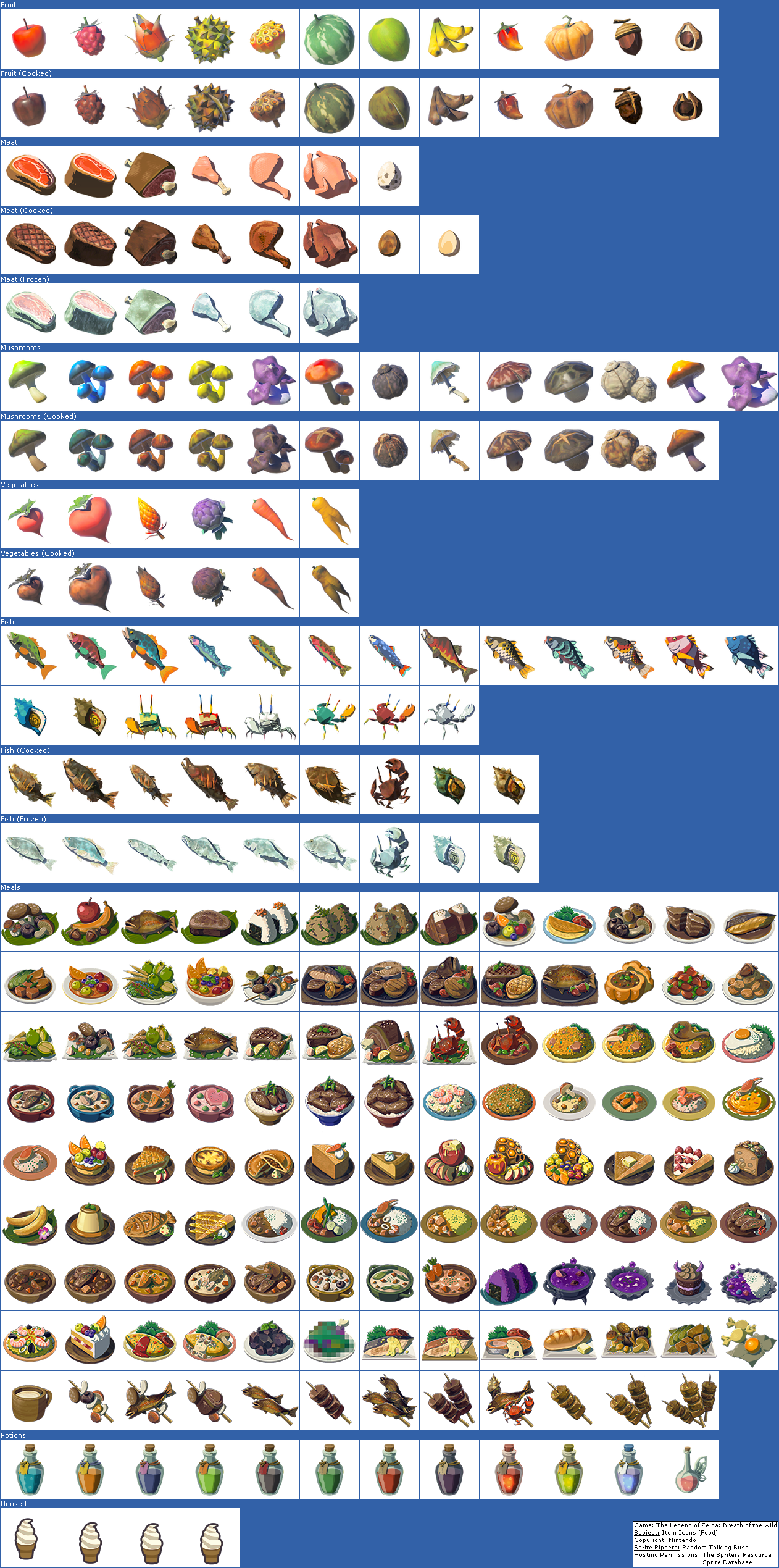 The Legend of Zelda: Breath of the Wild - Item Icons (Food)