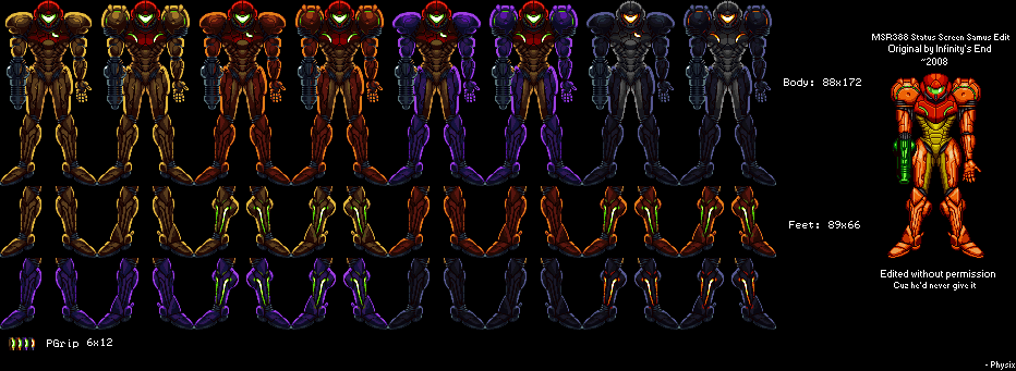 Metroid Customs - MSR388 Status Screen Samus