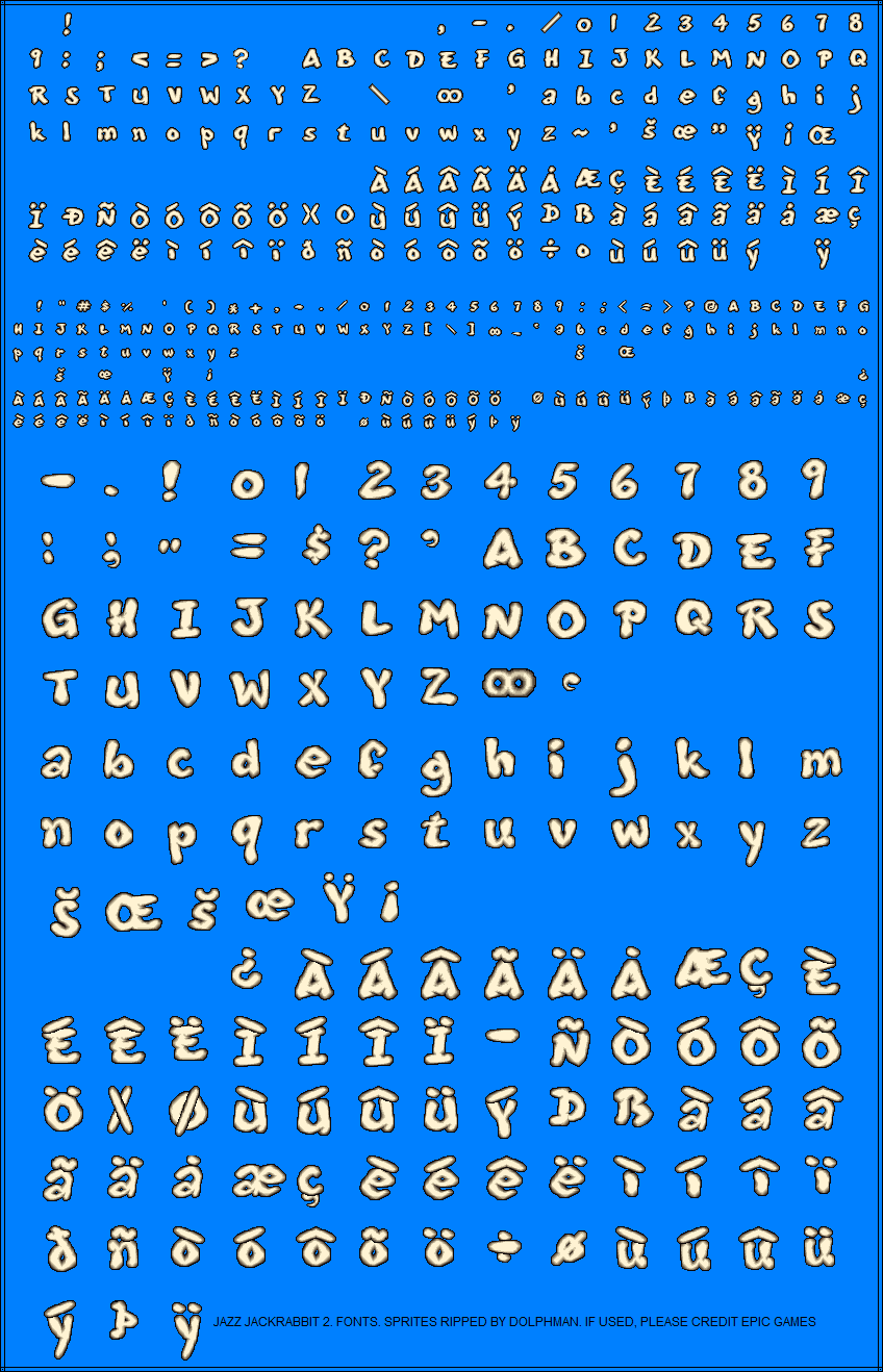 Jazz Jackrabbit 2 / The Secret Files - Fonts