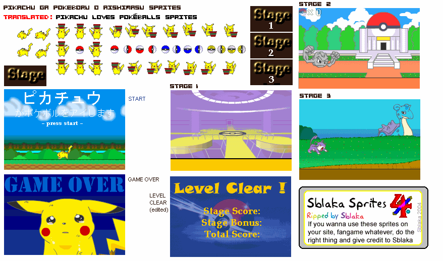 Pikachu ga Pokeboru aishimasu (Homebrew) - General Sprites