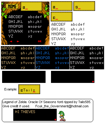 The Legend of Zelda: Oracle of Ages - Font