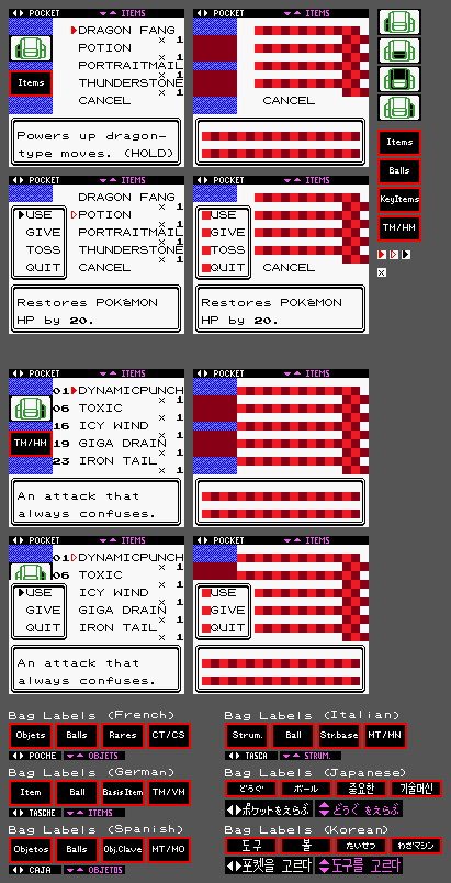 Pokémon Gold / Silver - Bag Interface