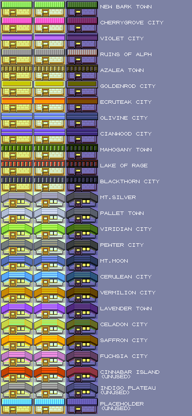 Pokémon Gold / Silver - Tileset (Roofs)