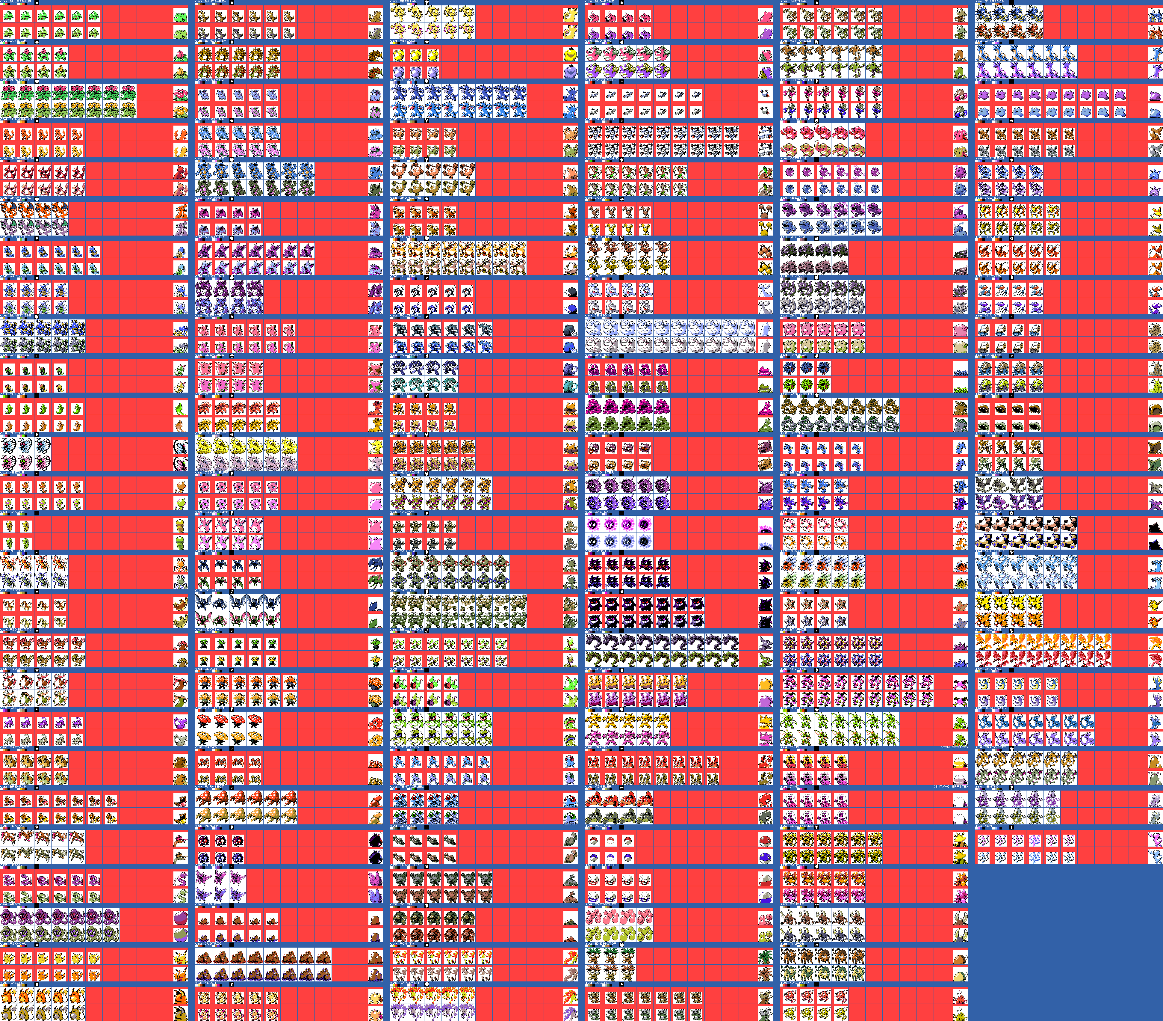 all player sprites in pokemon crystal clear