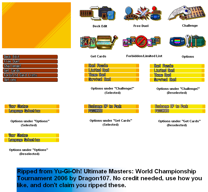 Yu-Gi-Oh! Ultimate Masters: World Championship Tournament 2006 - Main Menu