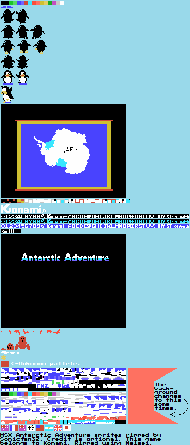 Antarctic Adventure (MSX) - General Sprites