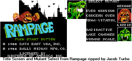 Rampage - Title Screen & Mutant Select