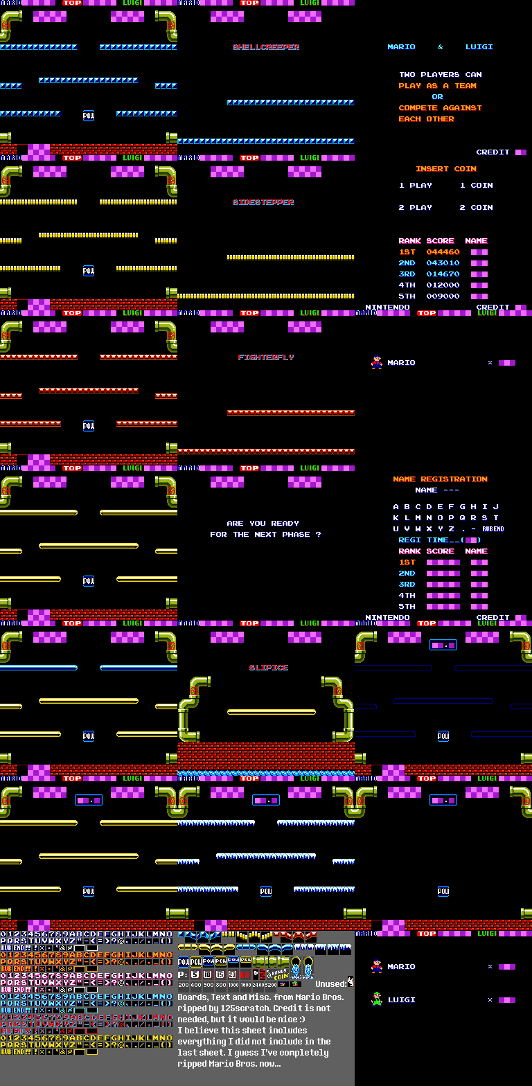 Mario Bros. - Stages, Font, & Miscellaneous