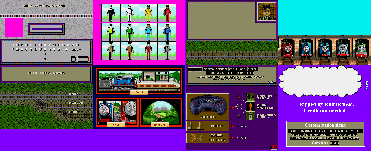 Thomas the Tank Engine and Friends - Screens, Menus and Font
