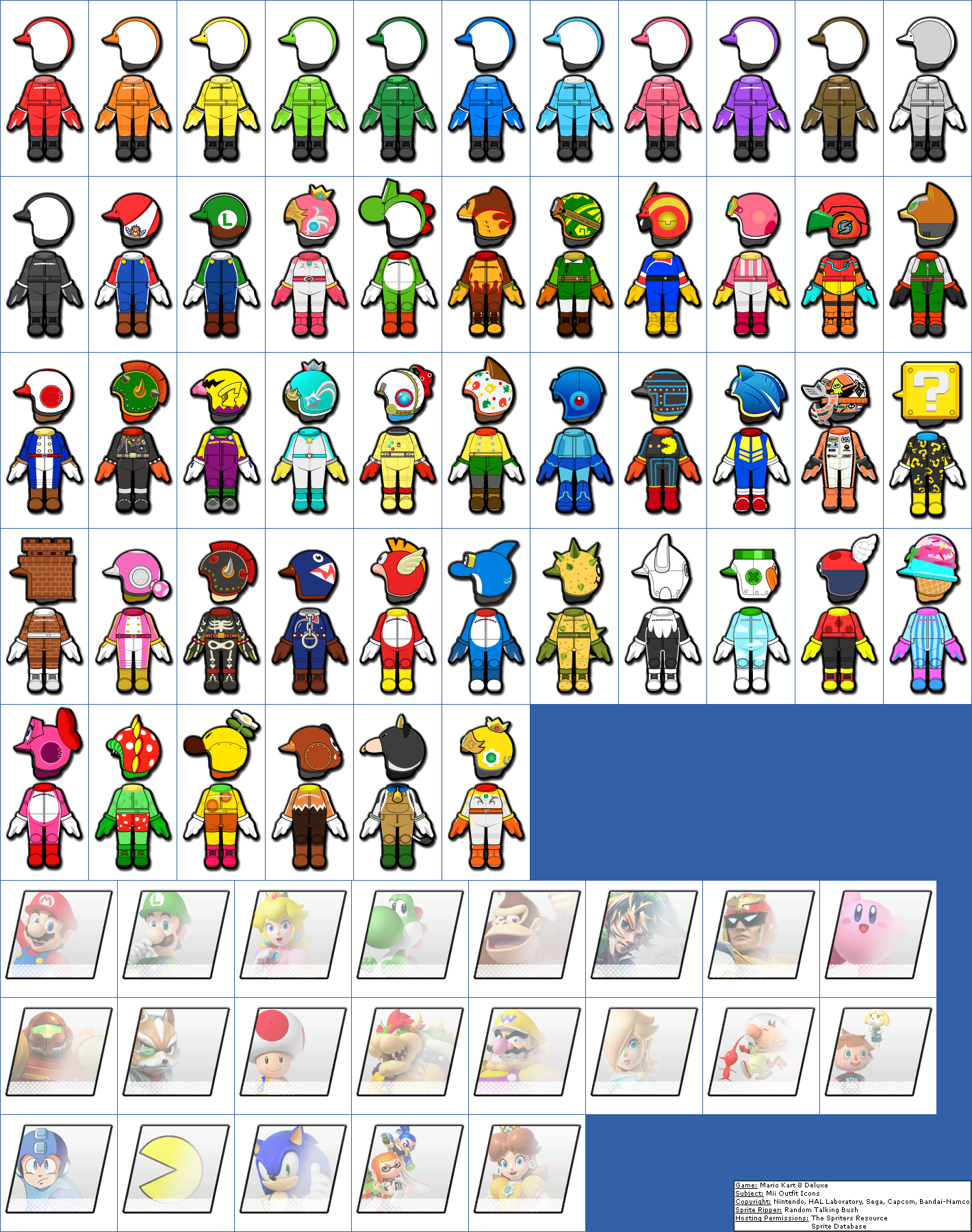 Mario Kart 8 Deluxe - Mii Outfit Icons