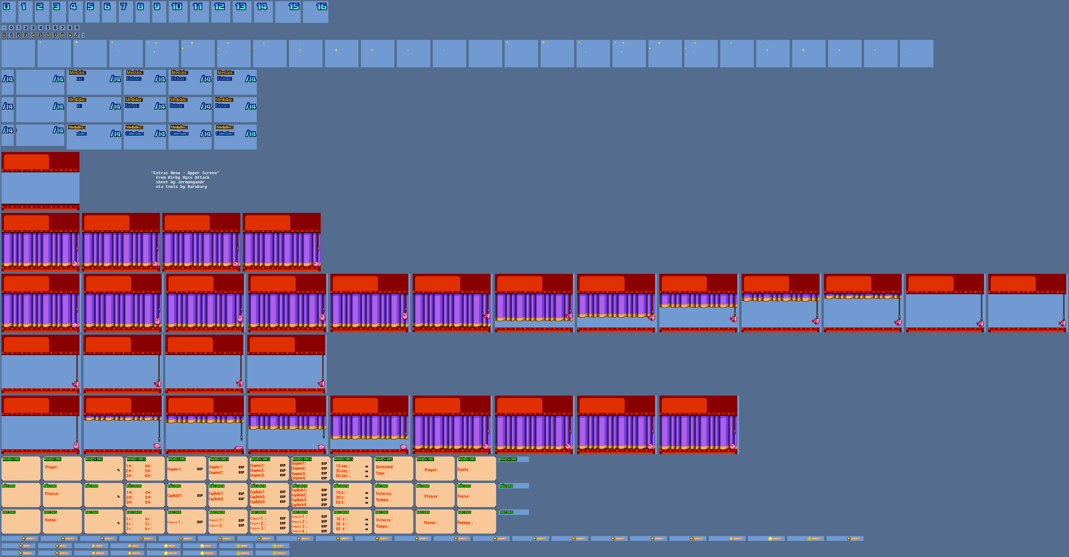 Kirby Mass Attack - Extras Menu Upper Screen