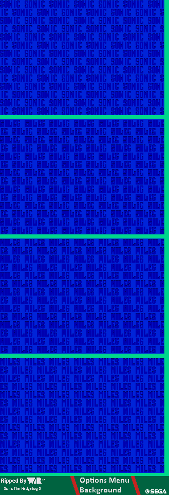 Sonic the Hedgehog 2 - Options/Level Select Menu Background
