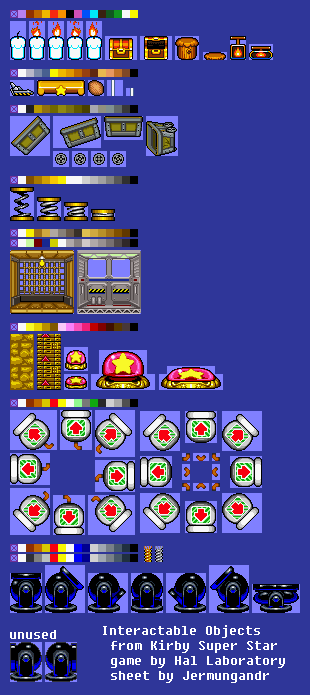 Kirby Super Star / Kirby's Fun Pak - Interactable Objects