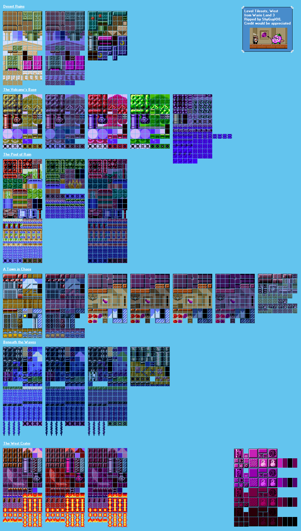 Wario Land 3 - Level Tilesets West