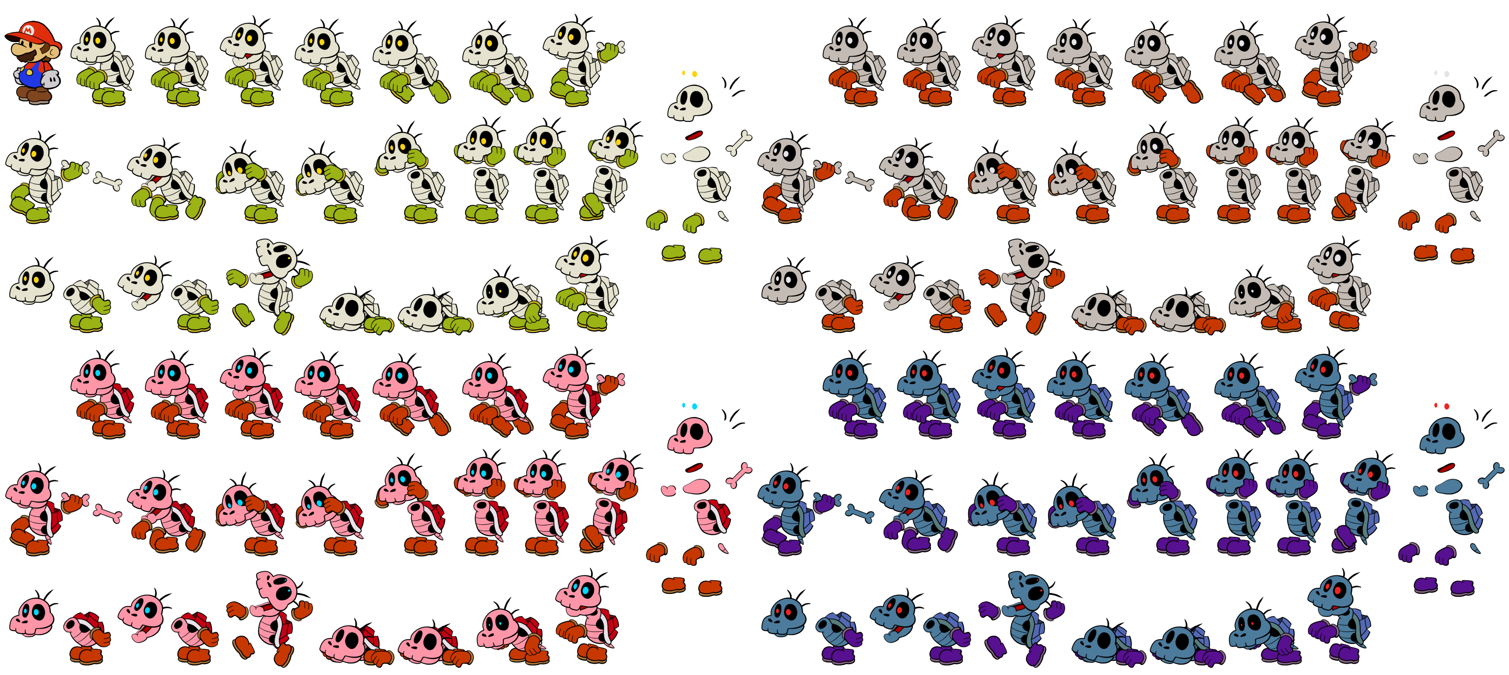 Dry Bones & Related Enemies - Dry Bones (Paper Mario-Style). 