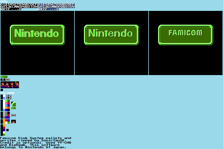 Famicom Disk System BIOS (JPN) - General Sprites