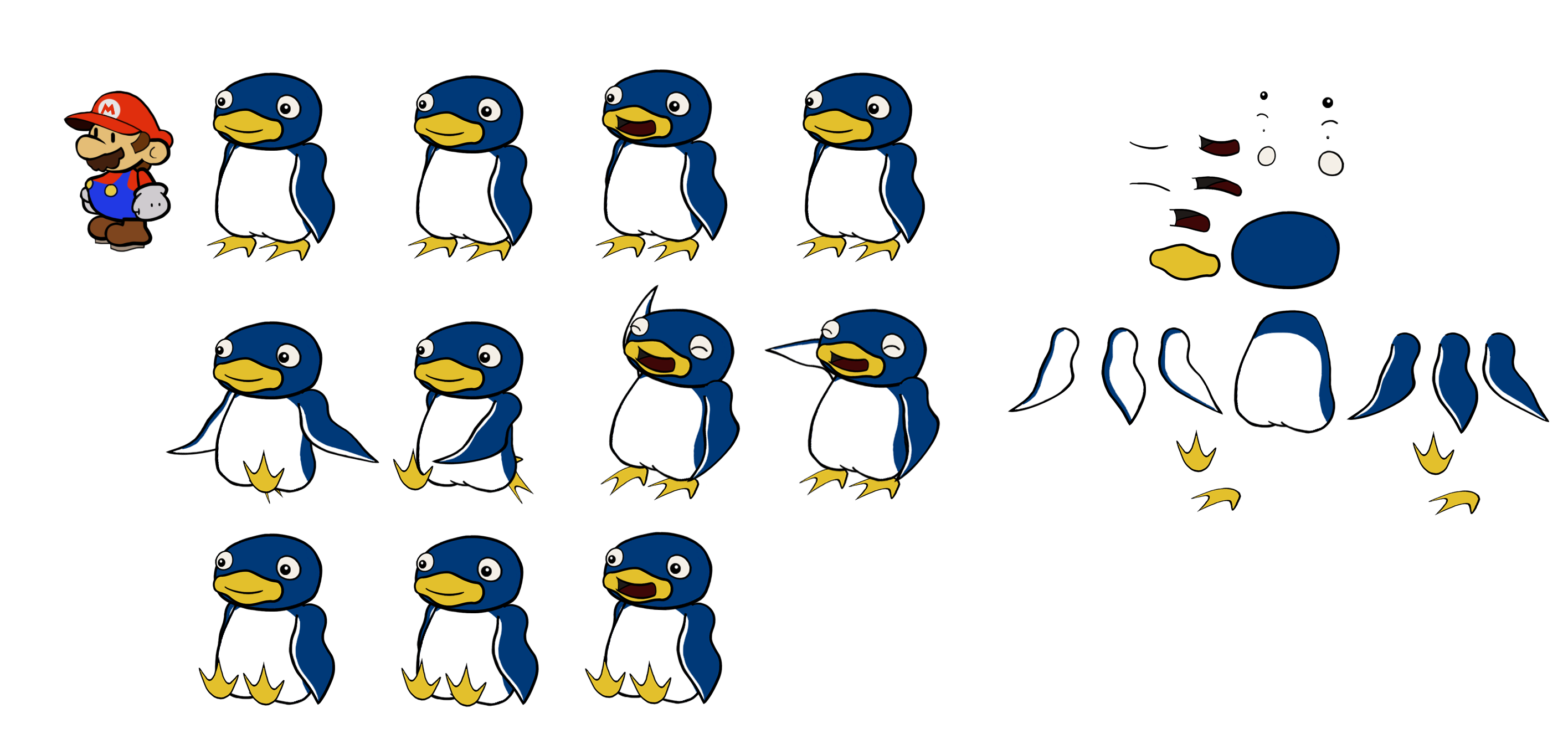 Penguins (Paper Mario-Style)