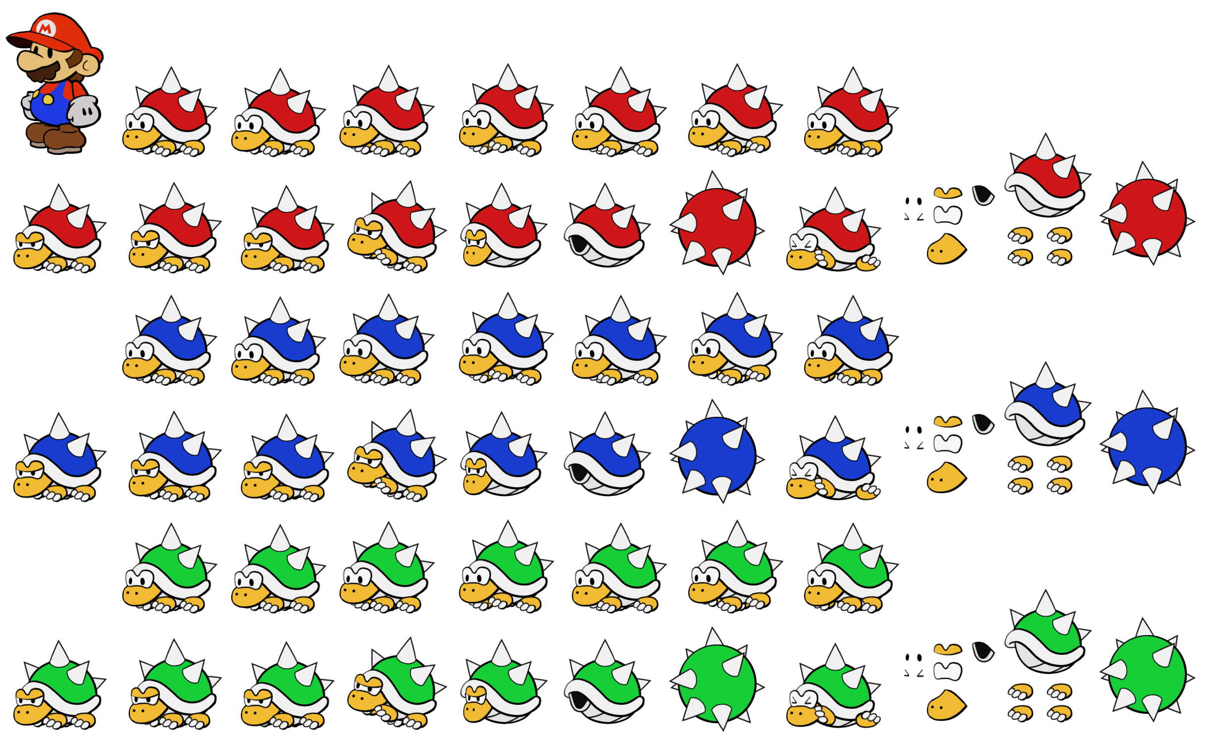 The Spriters Resource - Full Sheet View - Mario Customs - Spiny (Paper