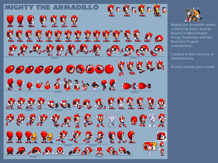 The Spriters Resource - Full Sheet View - Sonic the Hedgehog Customs -  Mighty (Sonic 3-Style)