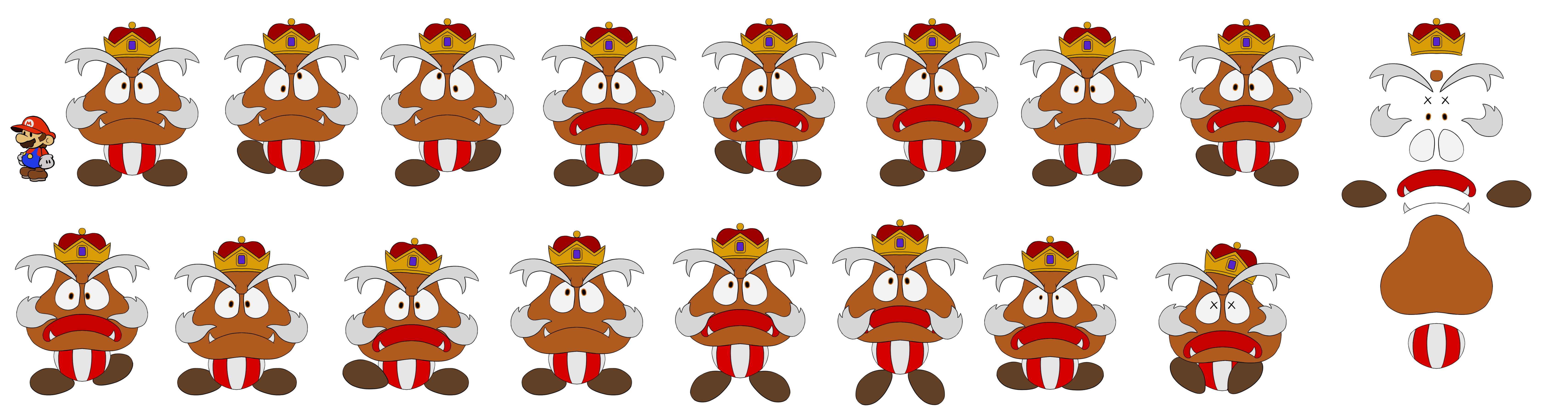 Paper Mario Customs - King Goomba / Goomboss (Paper Mario-Style)