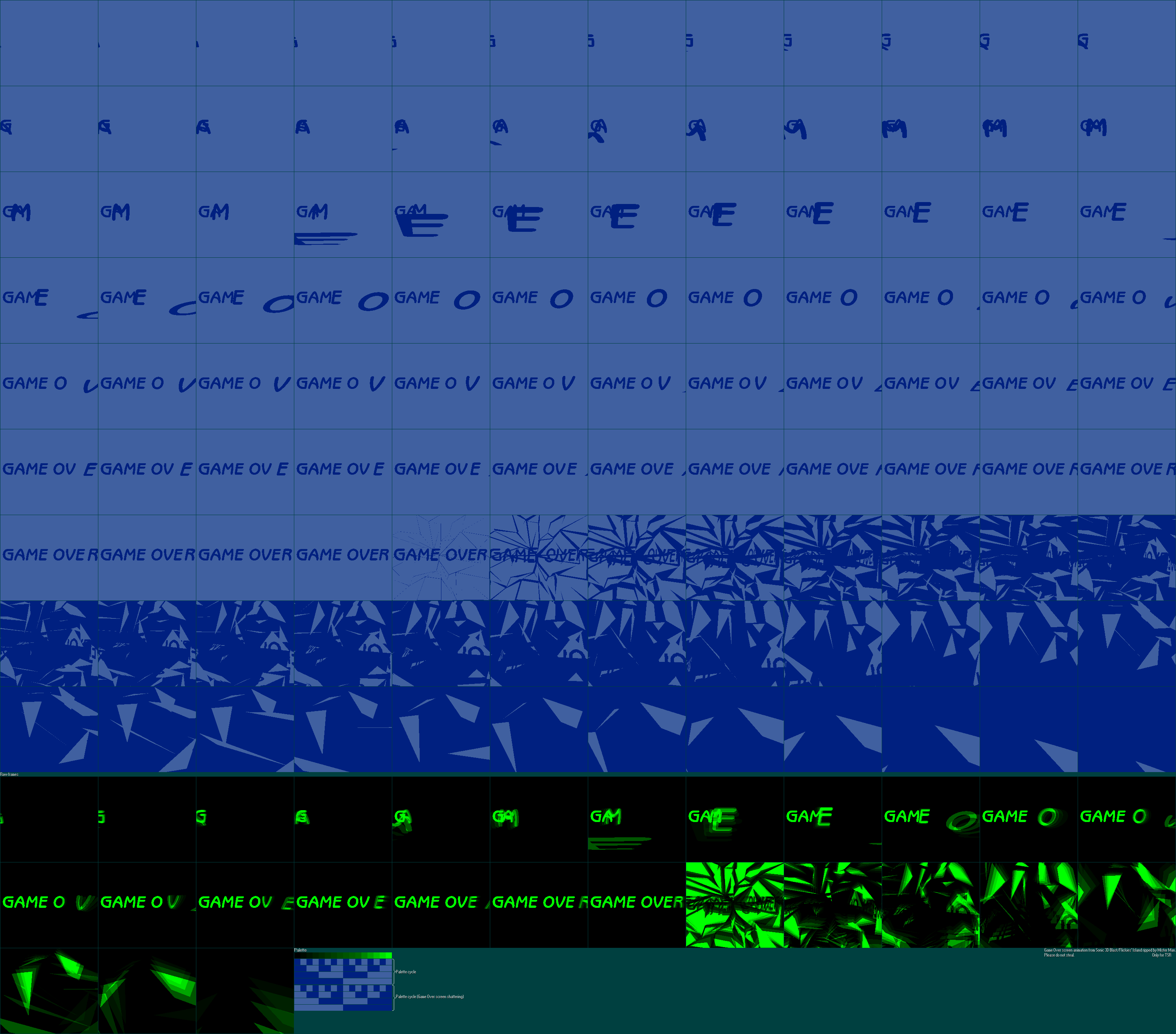 Sonic 3D Blast / Flickies' Island - Game Over Screen Animation