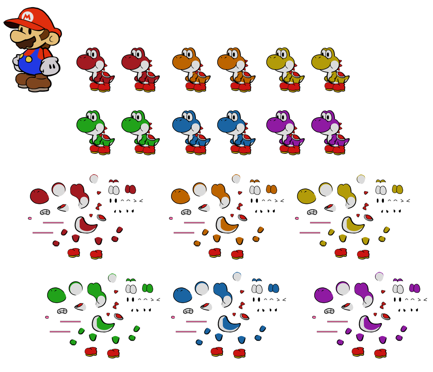 Yoshi Kids (Paper Mario-Style)