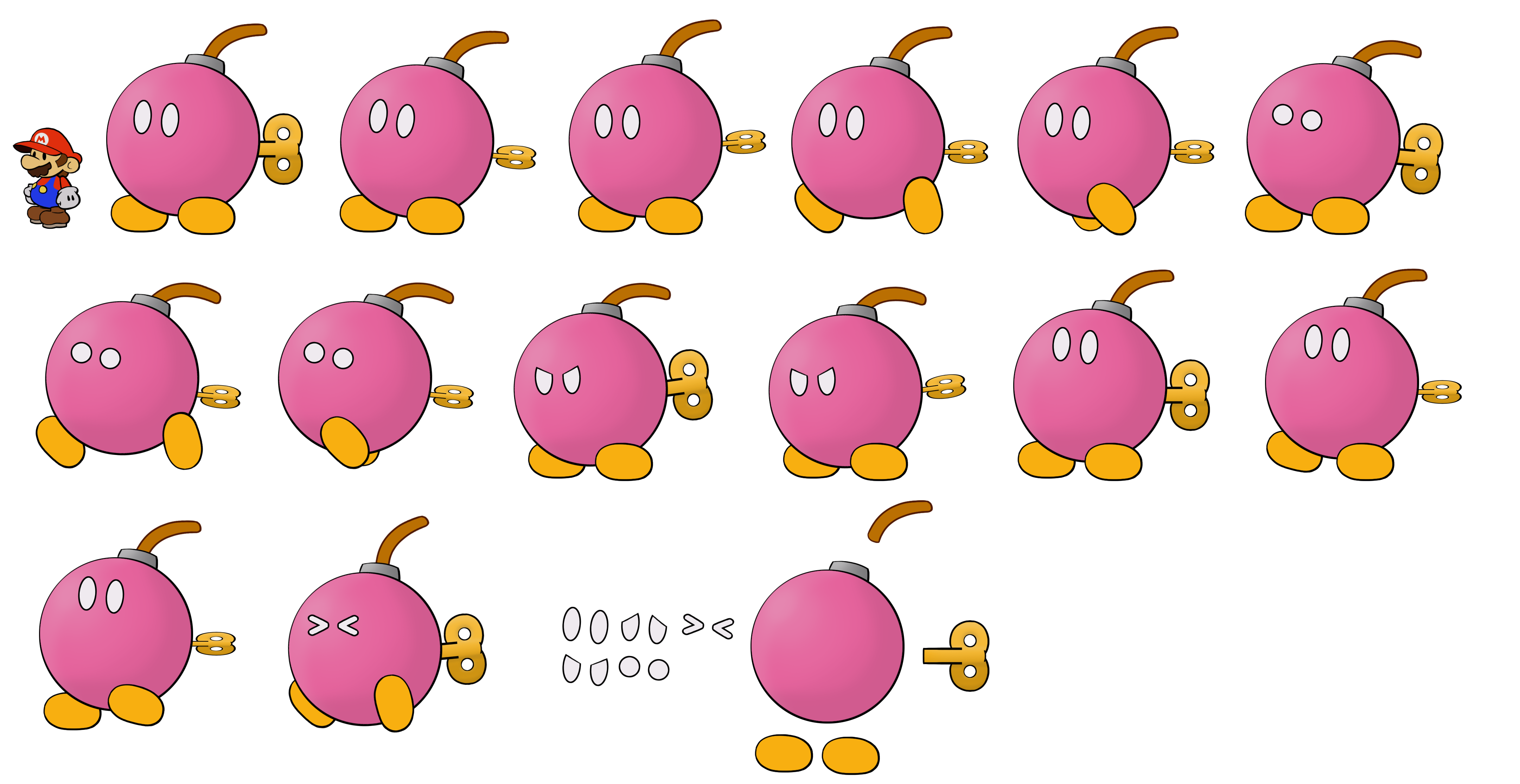 Download Custom / Edited - Paper Mario Customs - Bulky Bob-omb (Paper Mario Style) - The Spriters Resource