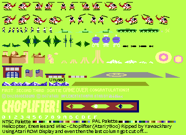 Choplifter (Atari 7800) - Helicopter, Enemies and Miscellaneous